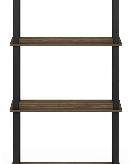 Furinno Turn-N-Tube 4-Tier Multipurpose Shelf Display Rack, Square Tube, Columbia Walnut/Black - LeafyLoom