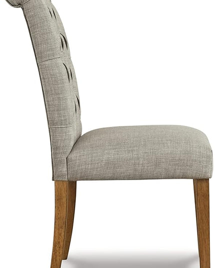 Signature Design by Ashley Harvina French Country Tufted Upholstered Dining Chair, 2 Count, Light Gray - LeafyLoom