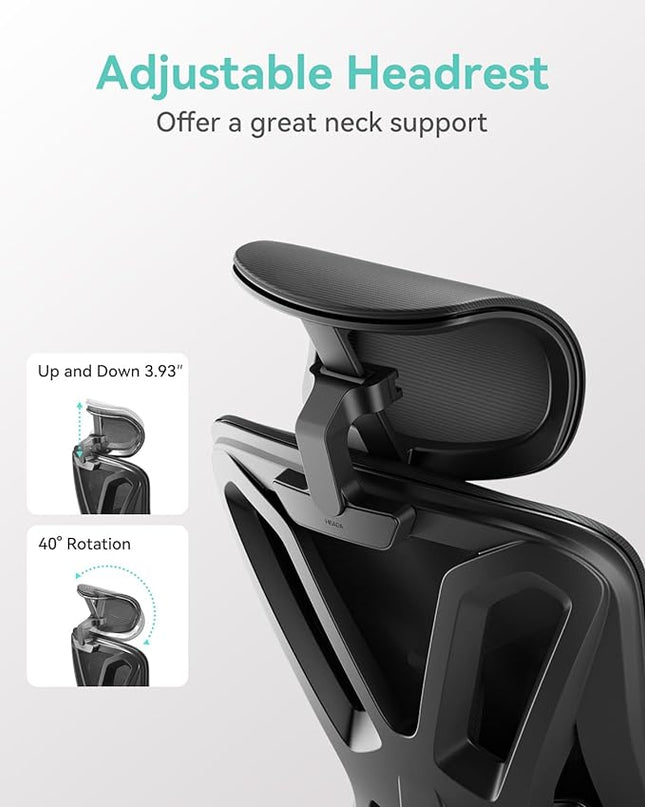 Hbada Ergonomic Office Chair, Desk Chair with Adjustable Lumbar Support and Height, Comfortable Mesh Computer Chair with Footrest 2D Headrest, Swivel Tilt Function Black - LeafyLoom