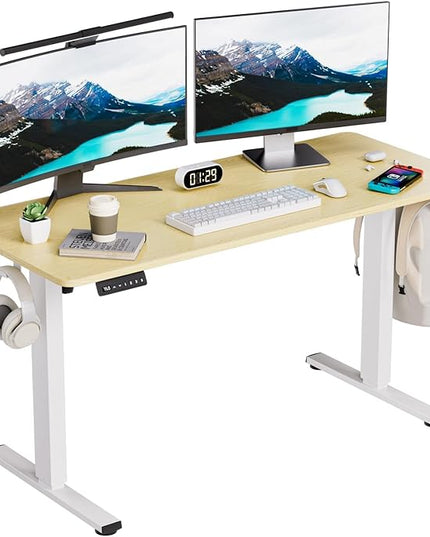 Standing Desk, Height Adjustable Desks with Powerful Motor and Cable Management,electric Sit Stand Desk with Hight Preset Design for Home Office Use 55x24 in Maple - LeafyLoom