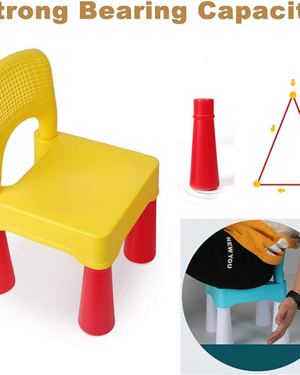 burgkidz Plastic Toddler Chair, Durable and Lightweight, 9.3" Height Seat, Indoor or Outdoor Use for Boys Girls for 18+ Months (Yellow) - LeafyLoom