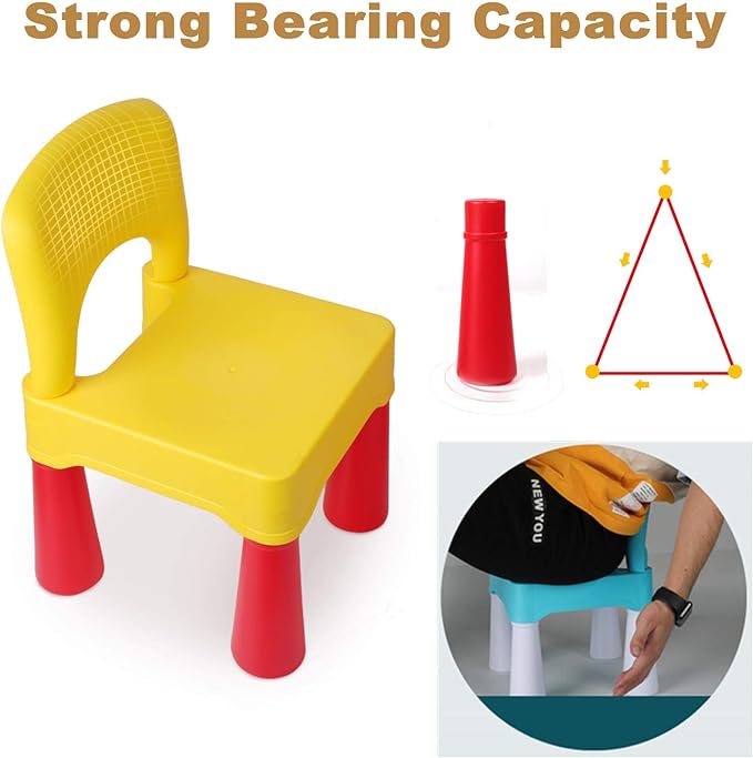 burgkidz Plastic Toddler Chair, Durable and Lightweight, 9.3" Height Seat, Indoor or Outdoor Use for Boys Girls for 18+ Months (Yellow) - LeafyLoom