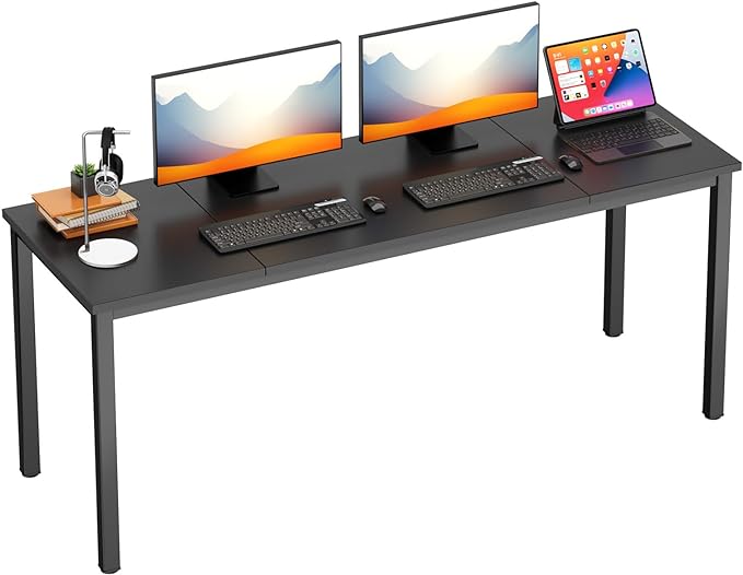DlandHome 71 inches X-Large Computer Desk, Composite Wood Board, Decent and Steady Home Office Desk/Workstation/Table,Black,23.6Wide - LeafyLoom