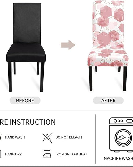 Gibelle Dining Room Chair Covers Set of 4, Soft Stretch Kitchen Chair Covers Slipcover Protector, Removable Washable Geometric Parson Chair Covers 4 Pack, Dusty Pink Gibelle