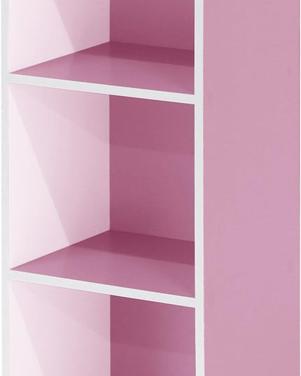 Furinno 3-Tier Open Shelf Bookcase, White/Pink 11003WH/PI - LeafyLoom