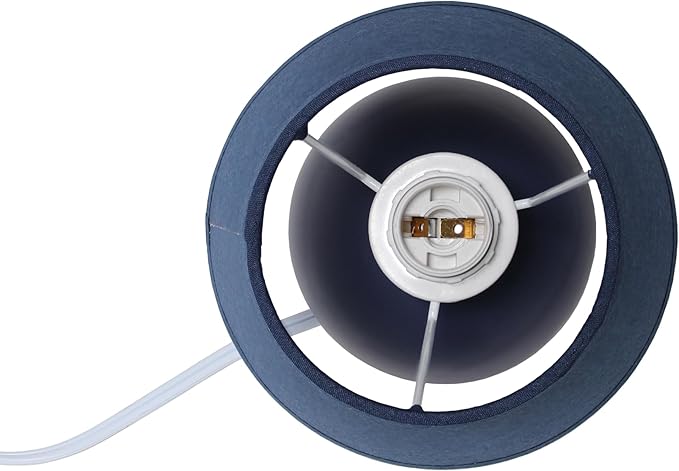 Simple Designs LT2008-BLU Mini Ceramic Globe Table Lamp with Matching Fabric Shade, Blue - LeafyLoom