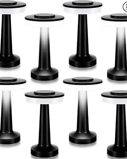 Set of 8 LED Portable Cordless Table Lamp with Touch Sensor 3 Color Stepless Dimming Rechargeable Battery up to 15 Hours Cordless Lamp Table Light Wireless Lamp for Kids Nursery (Black) - LeafyLoom