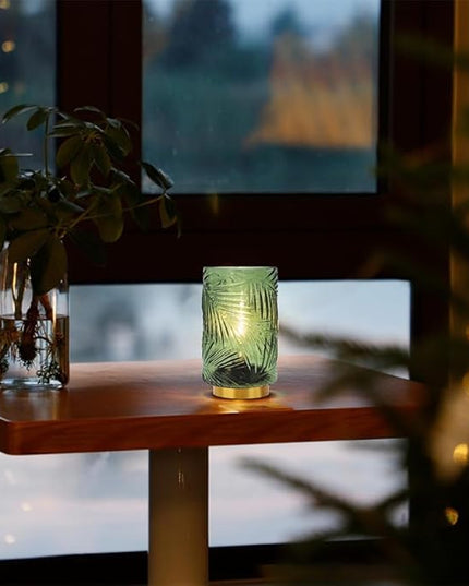 Battery Operated Lamp with Timer, Glass Cordless Lamps Beside Table Light,Small Lamp with for Home Decorative Living Corner Bedroom - LeafyLoom