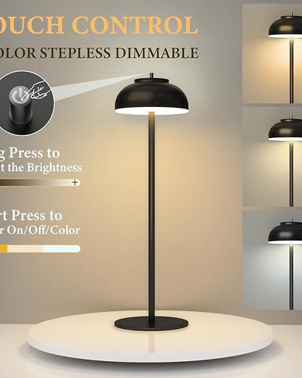 1 Pack Cordless Table Lamp Rechargeable,Small Battery Operated Lamp,Portable Wireless Led Table Lamp for Outdoor Patio Home Restaurant Dinner Bar Living Room Bedroom Bedside,Black - LeafyLoom
