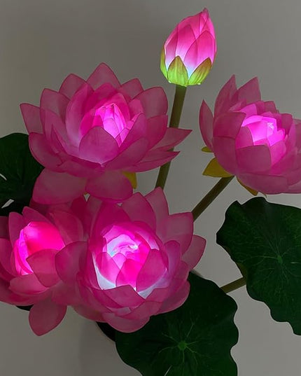 Lotus Flower Lamp Buddha Lamp for Cabinet Buddhist Altar - Artificial Lotus Flower Lamp for Home Living Room Desktop Decor (White Light) - LeafyLoom