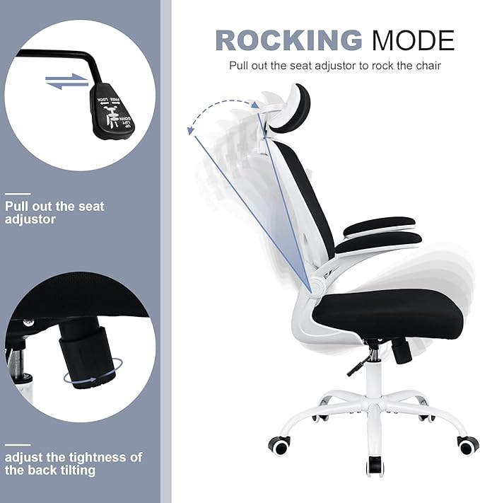 Office Chair Ergonomic Desk Chair Comfort Adjustable Height with Wheels，Lumbar Support Mesh Swivel Computer Home Office Study Task Chair Black (White, 8 Pack) - LeafyLoom