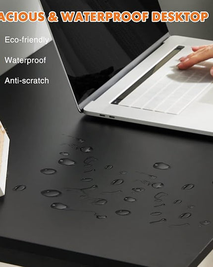 Computer Desk Home Office Desk 47 Inch Writing Desks Small Space Desk Study Table Modern Simple Style Work Table Student Desk PC Table with Storage Bag Headphone Hook Metal Frame for Home, Bedroom - LeafyLoom
