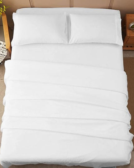 SONORO KATE Bed Sheet Set Super Soft Microfiber 1800 Thread Count Luxury Egyptian Sheets 18-Inch Deep Pocket Wrinkle-3 Piece(Twin XL White) - LeafyLoom