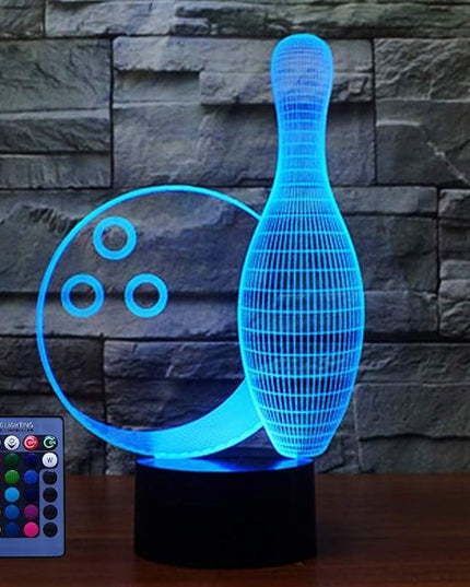 Creative Bowling Bottle 3D Night Light USB Powered Touch Switch Remote Control LED Decor Optical Illusion 3D Lamp 7/16 Colors Changing Children Kids Toy Christmas Xmas Brithday Gift - LeafyLoom