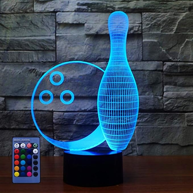 Creative Bowling Bottle 3D Night Light USB Powered Touch Switch Remote Control LED Decor Optical Illusion 3D Lamp 7/16 Colors Changing Children Kids Toy Christmas Xmas Brithday Gift - LeafyLoom