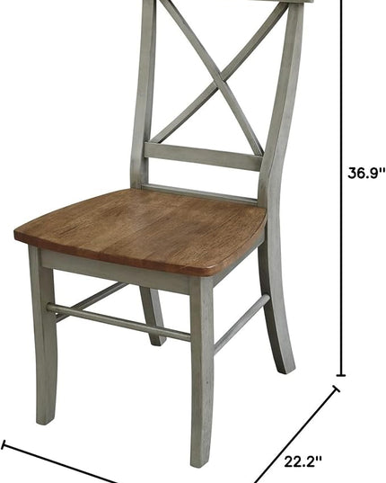 International Concepts X-Back, Set of 2 Chair, Distressed Hickory/Stone - LeafyLoom