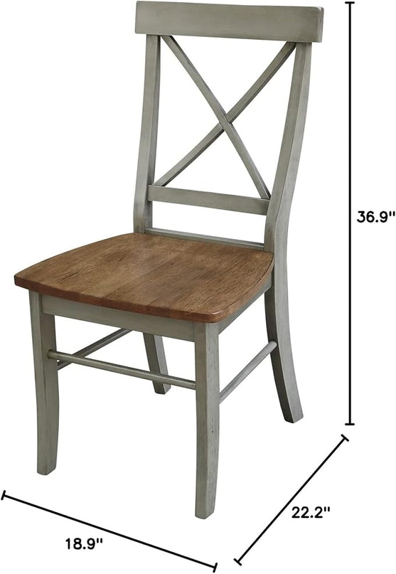 International Concepts X-Back, Set of 2 Chair, Distressed Hickory/Stone - LeafyLoom