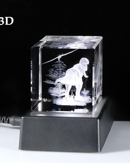Qianwei Dinosaur Decor Room, Dinosaur Figurine Gifts Decorations Statues Stuff 3D Laser Etched Crystal for Dinosaur Lovers Men Birthday for Best Friend Kids Women Dad Keepsake&Paperweight - LeafyLoom