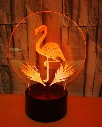 Flamingo Lamp - Acrylic 3D Night Lights USB LED Table Lamp Home r2d2 3D Arts Lamp - 3D Optical Illusions 7 Color Changing Bedroom Decor Night Light Gifts for Elder Father Mother & Friends. - LeafyLoom