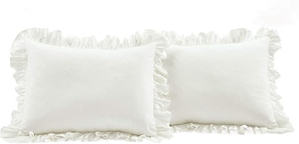 Lush Decor Reyna Ruffle 100% Cotton Duvet Cover Set - 3 Piece Cozy Ruffled Bedding Set - Timeless Elegance and Comfort - California King, White - LeafyLoom