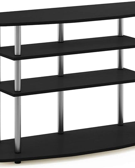 Furinno Frans Turn-N-Tube TV Stand for TV Size up to 43 Inch, 4-Tier, Black Oak - LeafyLoom