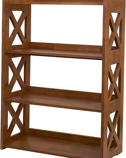 Open Bookshelf, 4 Tier Bookcase, Small Bookshelf, wooden Book Shelf Kitchen shelf, Freestanding Display Storage Shelves, bookshelf for bedroom, Living Room and Office - LeafyLoom