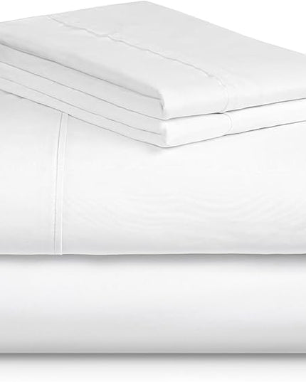 LuxClub Twin XL Sheets - Soft-Kids-Twin Bed Sheets for-Boys-and-Girls-4 PC Deep Pockets 18" Eco Friendly Wrinkle Free-Kids-Fitted Sheets Machine Washable Hotel Bedding Silky Soft- White Twin XL - LeafyLoom