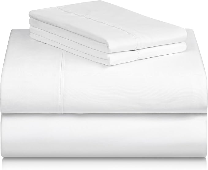 LuxClub Twin XL Sheets - Soft-Kids-Twin Bed Sheets for-Boys-and-Girls-4 PC Deep Pockets 18" Eco Friendly Wrinkle Free-Kids-Fitted Sheets Machine Washable Hotel Bedding Silky Soft- White Twin XL - LeafyLoom