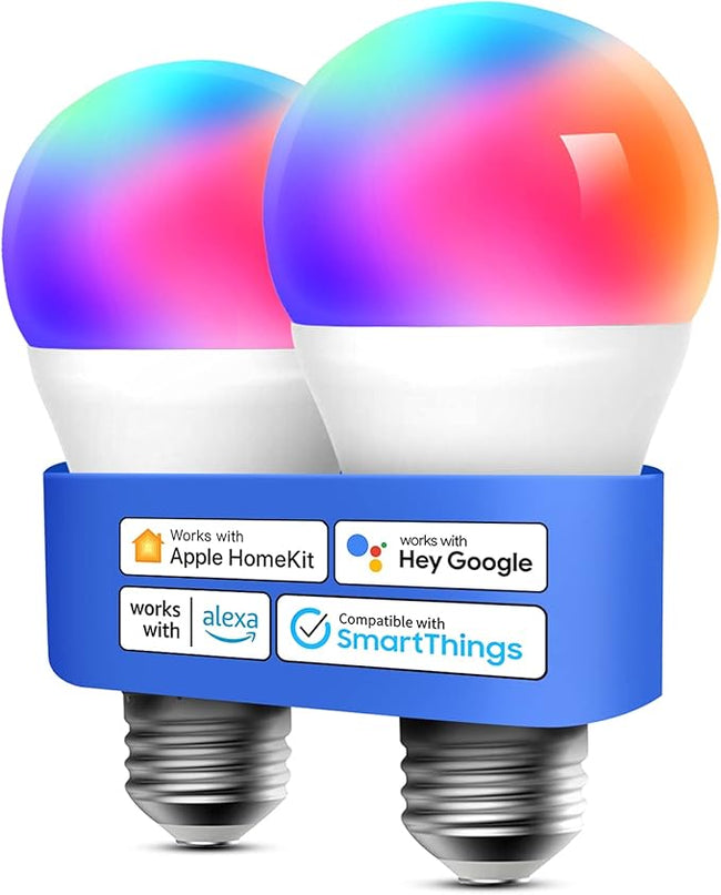 meross Smart Light Bulb, Smart WiFi LED Bulbs Compatible with Apple HomeKit, Siri, Alexa, Google Assistant and SmartThings, Dimmable E26 Multicolor 2700K-6500K RGB, 810 Lumens 60W Equivalent meross