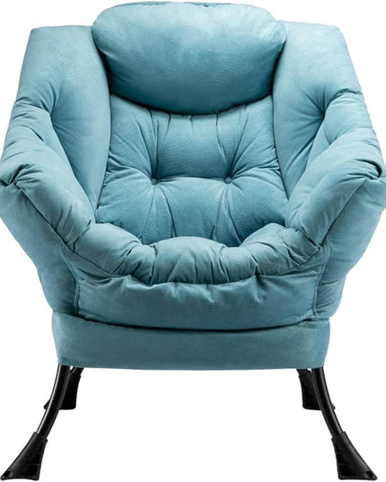 HollyHOME Fabric Large Lazy Chair, Accent Reading Chair, Cozy Lounge Chair with Armrest, Leisure Sofa Chair for Living Room, Bedroom, Dorm, Blue - LeafyLoom