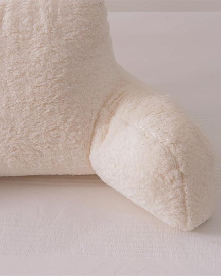 Aimuan Reading Pillow Bed Rest Wedge Large Adult Backrest Pillow with Arms Back Support for Sitting Up in Bed Cushion Incline Rest Sleeping Snoring Pillow,Sherpa Ivory Standard - LeafyLoom