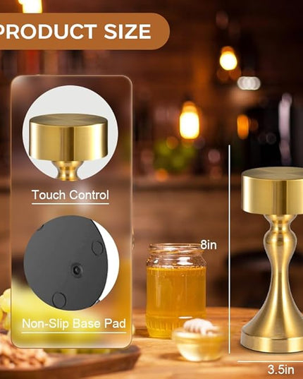 Portable Metal Desk Lamp, Cordless Metal LED Table Lamp,3 Color Touch Control Rechargeable Lamp,3-Levels Brightness Room Decor Desk Lamp,Bedside Lamp,Dining Room Lamp (Gold) - LeafyLoom