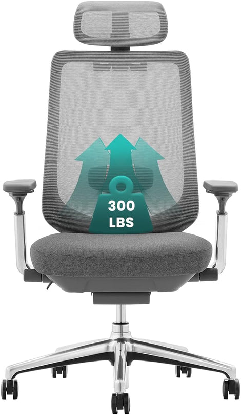 Ergonomic Mesh Office Chair, High Back Computer Executive Desk Chair with Adjustable Headrest and 4D Arms, Slide Seat, Tilt Lock-Dark Grey - LeafyLoom