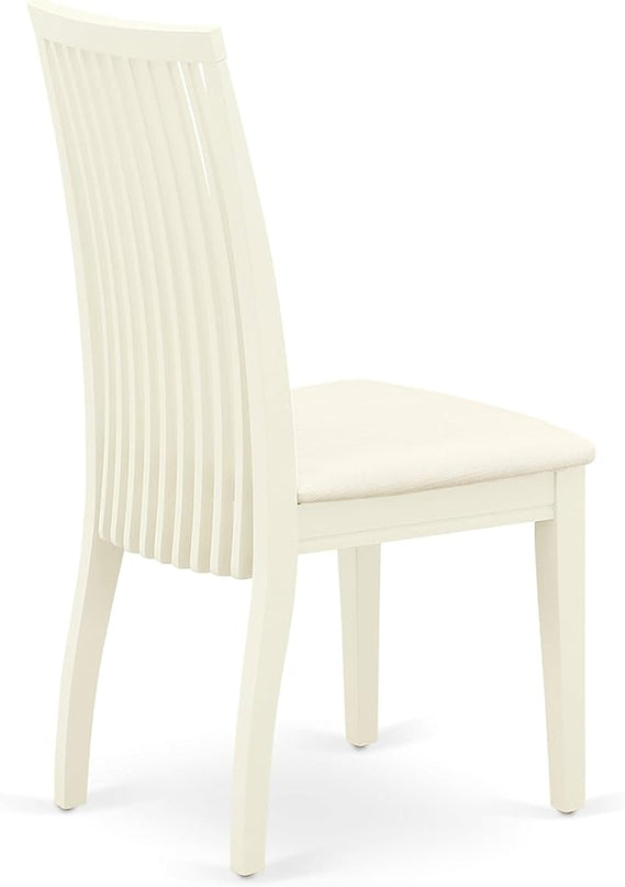 East West Furniture SHIP3-WHI-C 3 Piece Dinette Set for Small Spaces Contains a Round Dining Room Table with Pedestal and 2 Linen Fabric Kitchen Dining Chairs, 42x42 Inch, Linen White - LeafyLoom