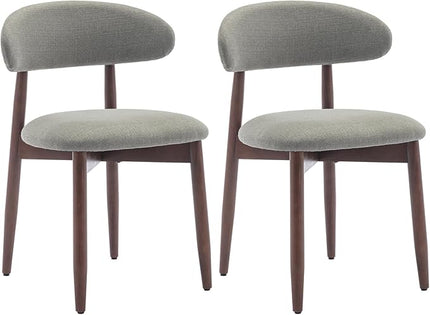 COLAMY Wooden Dining Chairs Set of 2, Modern Fabric Upholstered Kitchen Side Chairs, Farmhouse Dining Room Chair with Foot Pegs, Green - LeafyLoom