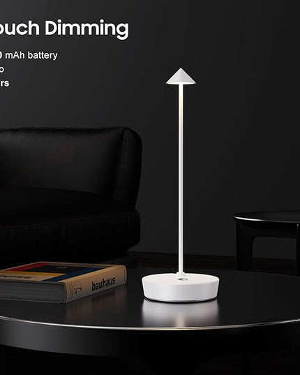 2Pack Cordless Table Lamp Rechargeable, Portable Outdoor LED Table Lamp Waterproof 6000mAh Battery Desk Lamp, 3 Color Stepless Dimming Table Light for Restaurant/Bedroom/Bar/Outdoor Party - LeafyLoom