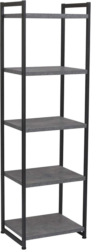 Household Essentials 5 Tier Storage Tower Shelves – Slate with Black Frame (8095-1) - LeafyLoom