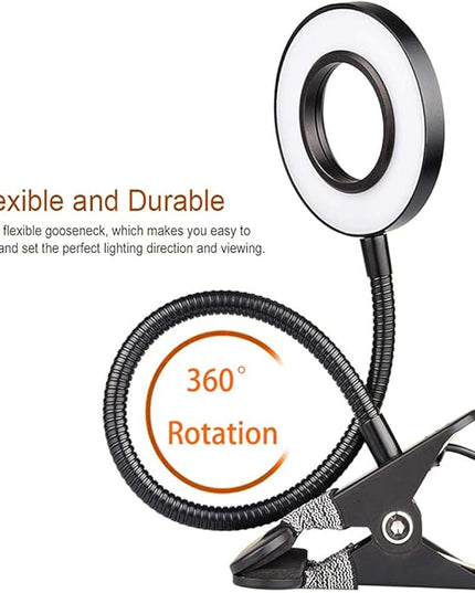 Clip on Light LED Reading Book Study Lamp 3 Color Modes 10 Brightness Eye Protection 360° Flexible Gooseneck Student Dormitory Office Desk Lamp at Night in Bed - LeafyLoom
