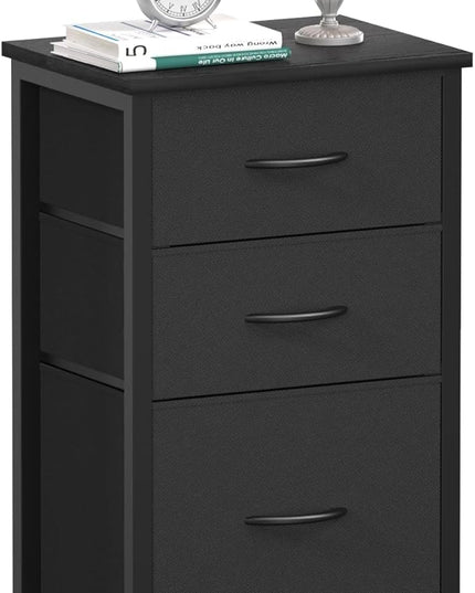 Yoobure Nightstand with Drawer, Night Stand Bedside Table with 3 Storage Drawers, Kid Nightstand with Three Fabric Drawer Modern Night Table, Bed Side Tables for Bedroom, Dorm and Small Spaces - LeafyLoom