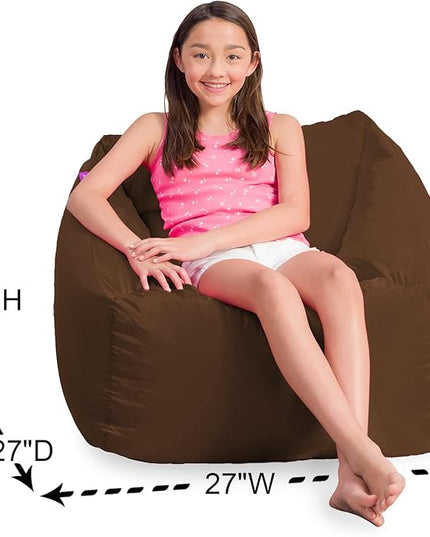 Posh Creations Structured Comfy Bean Bag Chair for Gaming, Reading, and Watching TV, Coronado Chair, Microsuede - Chocolate - LeafyLoom