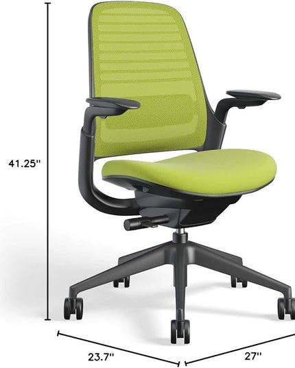 Steelcase Series 1 Office Chair - Ergonomic Work Chair with Wheels for Carpet - Helps Support Productivity - Weight-Activated Controls, Back Supports & Arm Support - Easy Assembly - Wasabi - LeafyLoom