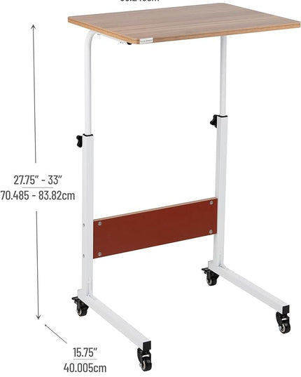 Mind Reader Woodland Collection, Mobile Sit/Stand Laptop Desk Adjustable, Lockable Casters, Portable, 21.75" L x 15.75" W x 33" H, Medium, Brown - LeafyLoom