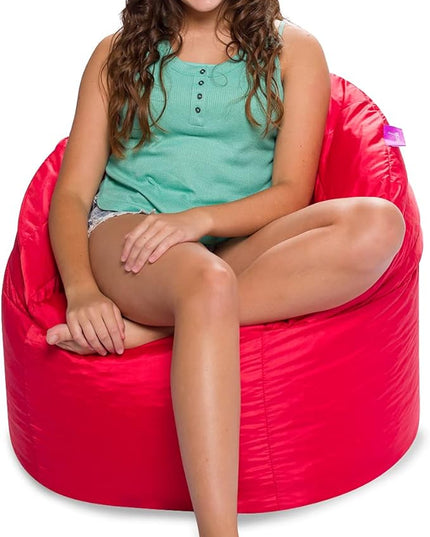 Posh Creations Structured Comfy Seat for Playrooms and Bedrooms, Large Bean Bag Chair, Sonoma Lounger, Red - LeafyLoom