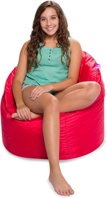Posh Creations Structured Comfy Seat for Playrooms and Bedrooms, Large Bean Bag Chair, Sonoma Lounger, Red - LeafyLoom