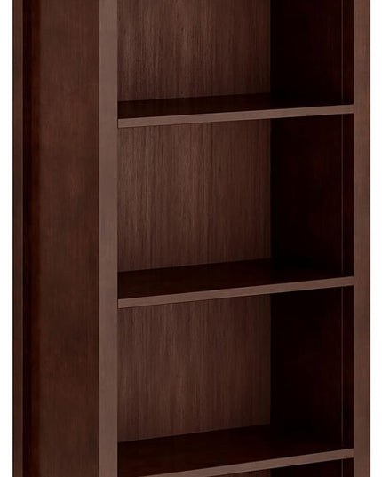 SIMPLIHOME Artisan SOLID WOOD 26 Inch Contemporary 5 Shelf Bookcase in Russet Brown, For the Living Room, Study Room and Office - LeafyLoom