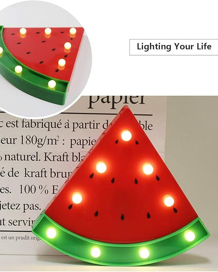 GUOCHENG Watermelon Marquee Light Decor Light LED Night Light Battery Operated Night Table Lamps for Nursery Children Kids Bedroom Lighting Decor, Birthday Christmas Gifts for Kids (Red Watermelon) - LeafyLoom