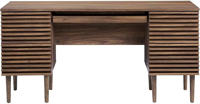 Modway Render Mid-Century Modern, Office Desk, Walnut - LeafyLoom