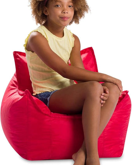 Posh Creations Bean Bag Chair Structured Comfy Seat Use for Gaming, Reading and Watching TV, Newport, Red - LeafyLoom