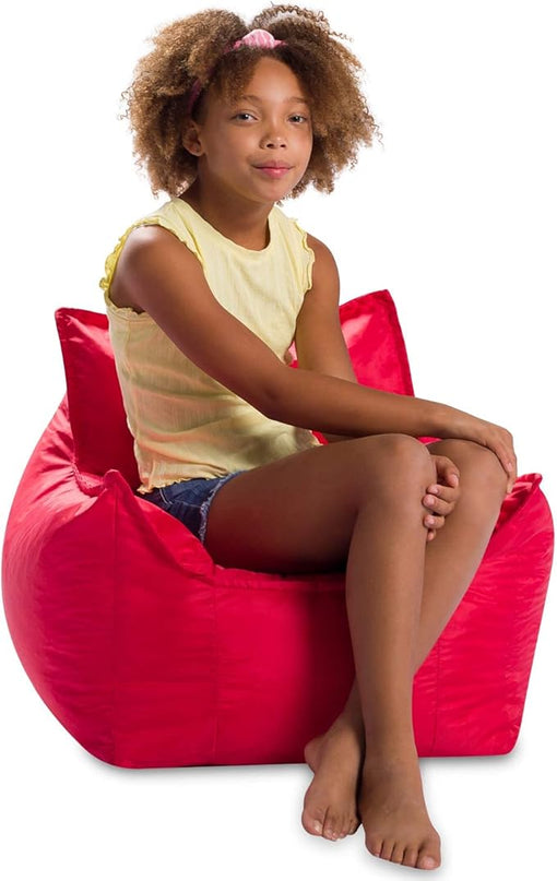 Posh Creations Bean Bag Chair Structured Comfy Seat Use for Gaming, Reading and Watching TV, Newport, Red - LeafyLoom