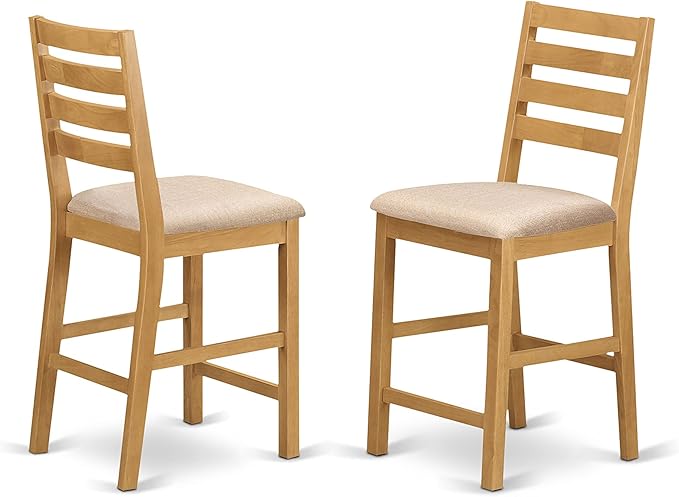 East West Furniture PBCF3-OAK-C 3 Piece Counter Height Pub Set for Small Spaces Contains a Square Kitchen Table and 2 Linen Fabric Dining Room Chairs, 36x36 Inch - LeafyLoom